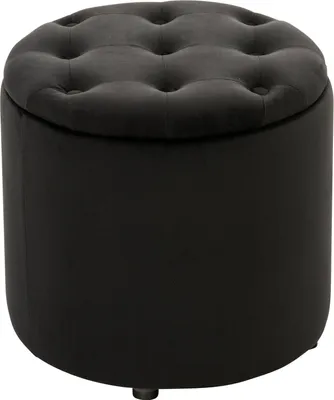 Obrázok produktu pre Taburetka s úložným priestorom Pantin - zamat, v42 x Ø44 cm - Čierna