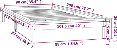 Produktbild von vidaXL Massivholzbett mit LEDs 90x200 cm