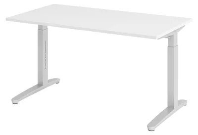 Produktbild von bümö Schreibtisch Serie-XB - Nachbildung: Weiß, Gestell: Silber, Größe:  140 x 80 cm