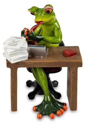 Produktbild von Froschfrau Homeoffice mit Laptop am Schreibtisch Formano Froschhausen