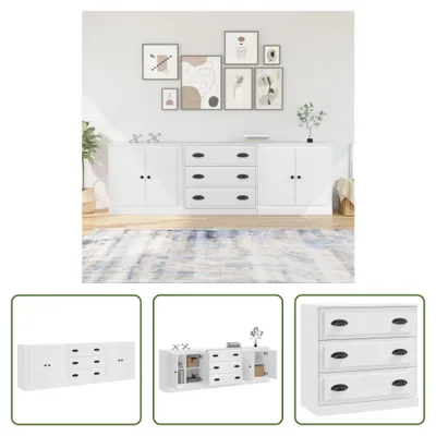 Produktbild von The Living Store Sideboards 3 Stk. Weiß Holzwerkstoff
