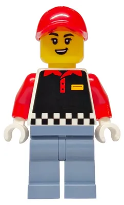 Productafbeelding van LEGO Minifiguur: Verkoopster van een frietkraam - Vrouwelijk, zwart vest, huidskleur: beige (cty1939)