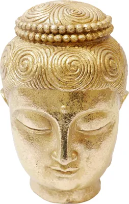 Produktbild von Buddha Kopf Statue Asian Skulptur aus Gold Dekofigur Höhe 31cm