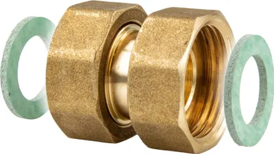 Produktbild von tecuro Verschraubung ÜWM/ÜWM 1/2 x 3/4 Zoll DN 10 - flachdichtend - MS blank CW617N