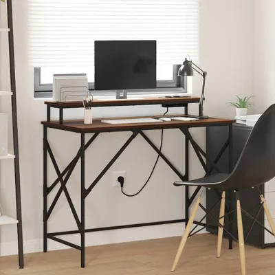 Obrázek produktu pro Maison Exclusive – Psací stůl, barva hnědá, Imitace dub, rozměry 100 x 50 x 86,5 cm