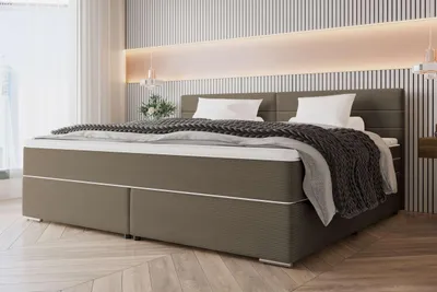 Produktbild von 99rooms Phönix Familienbett Boxspringbett 220×200 cm Cordstoff POSO Cappuccino