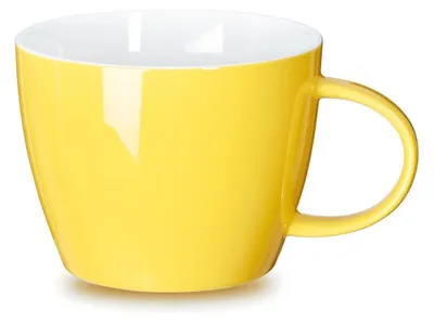 Image de Tasse à café en céramique, jaune et blanche, avec anse, capacité de 900 ml