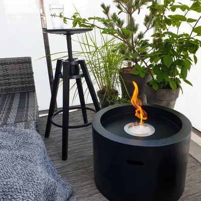 Obrázek produktu pro Campo24 Ethanolová miska Letní 47,5x32,5cm Bílá/Černá | Designový krb Vnitřní a venkovní | Kamna na bioethanol Stolní krb Ohnivý sloupec