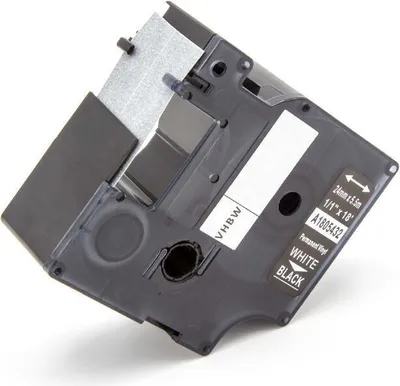 Produktbild von vhbw Schriftband-Kassette kompatibel mit Dymo RhinoPro 6000, 5000, 3000, ILP 219 Etiketten-Drucker 5,5m x 24mm Weiß auf Schwarz, Vinyl