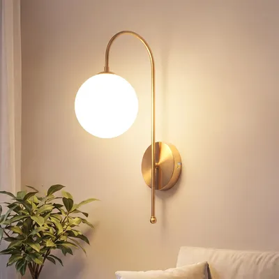 Produktbild von ZMH Wandleuchte Ø47CM Innen Wandlampe Schlafzimmer G9 Flurlampe Gold Glaskugel Wandbeleuchtung Vintage Rund Metall Nachttischlampe für Wohnzimmer Bad