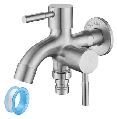 Produktbild von Garten Wasserhahn 1/2 Zoll Edelstahl 1-2 Ausgänge