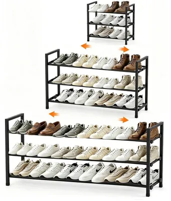 Produktbild von Ausziehbares Schuhregal Metall 3 Ebenen 44-109 cm Platzsparend Freistehend