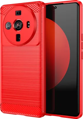 Produktbild von Xiaomi 12S Ultra Hülle, Carbon-Faser TPU Silikon Stoßfest Schutzhülle für Xiaomi 12S Ultra Rot