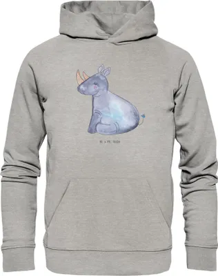 Produktbild von Mr. & Mrs. Panda Nachhaltiger Hoodie Einhorn Nashorn Größe XS - Heather Grey - Geschenk, Nashörner, Zoo, Pullover, Kapuzenpulli, Statement-Hoodie, Kapuzenpullover, Lustig
