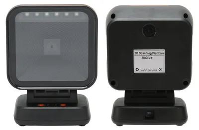 Image de Lecteur de codes-barres de bureau 2D et 1D avec QR, connecté par USB, grande fenêtre de lecture et angle réglable, pour PC, magasins et entrepôts