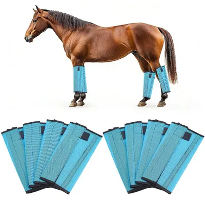 8er-Set Fliegenstiefel für Pferde, atmungsaktives PVC-Mesh, blau