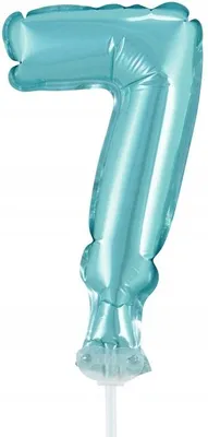 Immagine prodotto di Palloncino in foil numerico - 7 - AZZURRO 12,5 cm con supporto