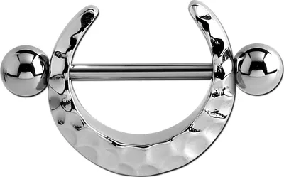 Produktbild von viva-adorno Nippelpiercing Brustpiercing Brustwarzenpiercing Schild Ring gehämmert Barbell Piercing Z577, silber