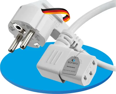 Immagine prodotto di Cavo di rete SONERO con spina di sicurezza, X-SKW-C13W-050W, 90°, bianco, 5m