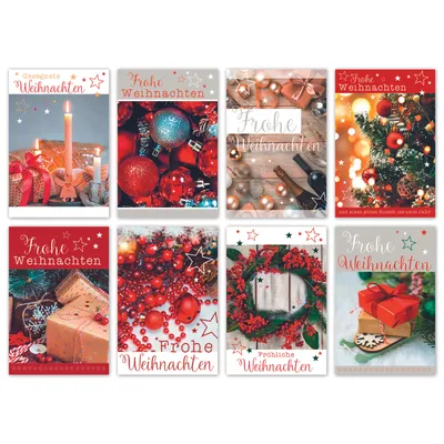 Produktbild von 'Frohe Weihnachten' Weihnachtskarte - 100 Stück - 8 Motive