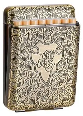 Produktbild von Zigarettenetui Aus Metall, Für Mann Und Frau, Für 14 Zigaretten, Peaky Blinders Merchandise, Elegantes Aussehen Und Besondere Qualitäten Bronze