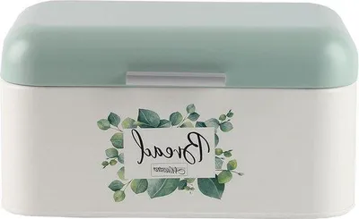 Produktbild von Grüne weiße Metall-Brotbox mit Schneidebrett