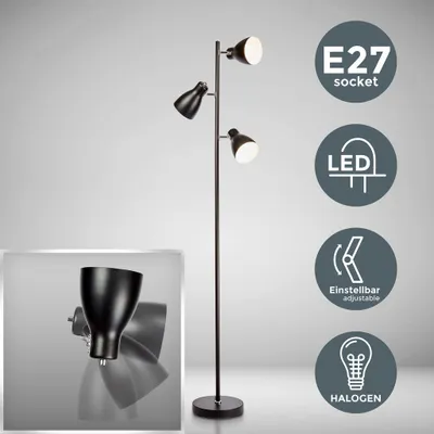 Immagine prodotto di Lampada da terra vintage industriale, piantana elegante retrò, nero e bianco all'interno, adatta per lampadine E27 non incluse, altezza 166cm, lampada a stelo, interruttore a pedale, IP20