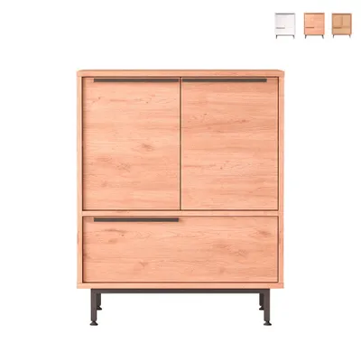 Produktbild von Mehrzweckschrank Küchenschrank 3 Türen Holz 75x36x90cm Thaon - Natur