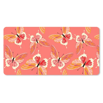 Produktbild von MuchoWow® Schreibtischunterlage Schmetterlinge - Muster - Rosa 80x40 cm - XXL Mauspad - Gaming Mauspad