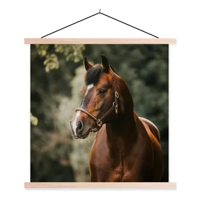 Produktbild von MuchoWow® Textilposter Pferd - Äste - Porträt 40x40 cm mit holzfarbenen Rahmen - Posterleiste