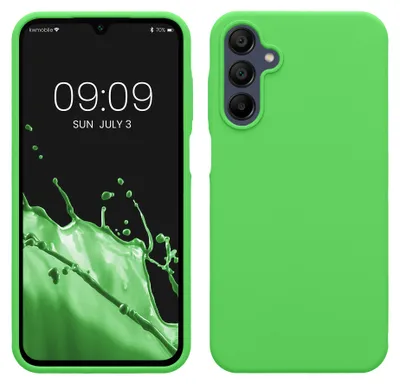 Produktbild von kwmobile Handyhülle für Samsung Galaxy A15 5G Hülle - Case Silikon - Kabelloses Laden - Schutzhülle Cover in Limettengrün