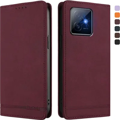 Image de Etui pour Honor X60GT, étui rétro en cuirPolyuréthaneavec support et fentes pour cartes de crédit Rouge