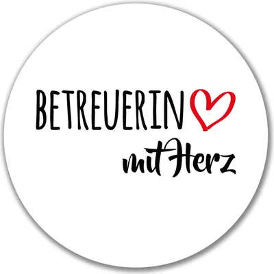 Produktbild von Huuraa Aufkleber Betreuerin mit Herz 10cm rund Sticker Geschenkidee