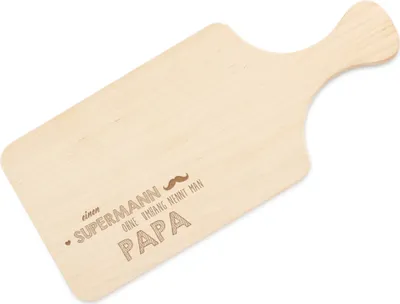 Produktbild von Frühstücksbrett aus Holz mit Gravur als Geschenk für Papa – Schneidebrett für Papa mit Motiv zum Vatertag (Supermann)