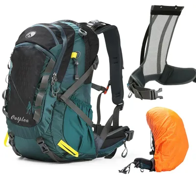 Produktbild von Wanderrucksack mit Innenrahmen, atmungsaktiv, mit Regenhülle, Tagesrucksack für Camping und Bergsteigen