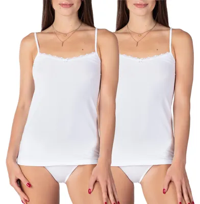 Produktbild von Bellivalini Damen Unterhemd aus Baumwolle mit Spitze BLV50-221 (Weiß, 3XL )