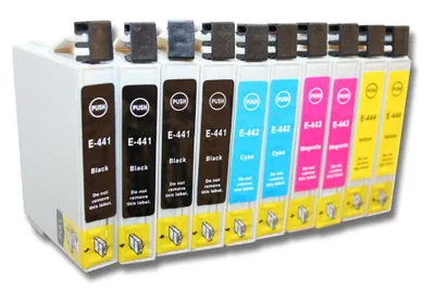 Produktbild von vhbw 10x Tintenpatronen kompatibel mit Epson-Stylus CX6600, CX6650, CX6400, CX6500 Drucker - Set Cyan, Magenta, Yellow, Schwarz (Kompatibel)