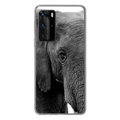 Produktbild von MuchoWow® Handyhülle Schutzhülle Hülle für Huawei P40 Pro Elefant - Tiere - Schwarz - Weiß - Natur Silikon Softcase Handy Hülle - Schutz