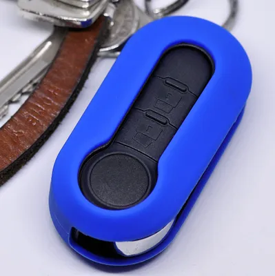 Produktbild von Auto Schlüssel Hülle Silikon Schutz Cover Blau kompatibel mit Citroen Jumper Peugeot Boxer FIAT Ducato 500 Punto Doblo Panda ab ´06 Klappschlüssel