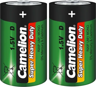 Obrázok produktu pre Camelion R20P-SP2G, Batéria na jedno použitie, D, Zinkovo​​-uhlíkový, 1,5 V, 2 kusov, 66 x 33 x 61 mm