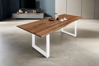 Produktbild von Esstisch Baumkante massiv Akazie natur 300 x 100 weiß MILO