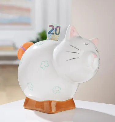 Produktbild von Gilde Spardose, Katze, "Colorato", Keramik, weiß,