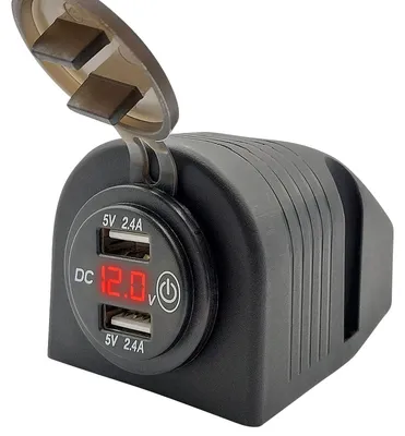 Produktbild von ProRide 12V USB-Steckdose 2 Anschlüsse Aufbau mit Schalter/Voltmeter, Rot