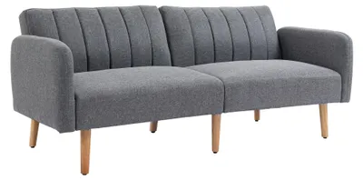 Produktbild von HOMCOM Schlafsofa Klappsofa 2-Sitzer Stoffsofa Sofa mit Schlaffunktion Grau