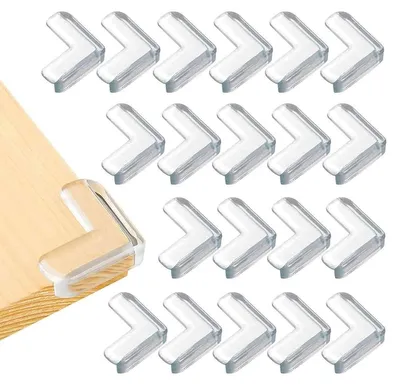 Obrázek produktu pro Ochranné prvky proti nárazu do rohů a hran nábytku, 20 kusů, silikonové/PVC, průhledné, bezpečnostní prvky pro dětské pokoje, chrání nábytek