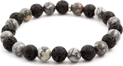 Immagine prodotto di Bracciale di perline in pietra lavica e diaspro MINK59, 17 cm