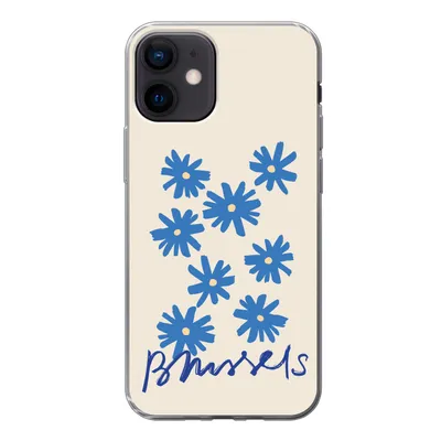 Produktbild von MuchoWow® Handyhülle Schutzhülle Hülle für iPhone 12 Blume - Design - Brüssel - Minimalismus Silikon Softcase Handy Hülle - Schutzhülle