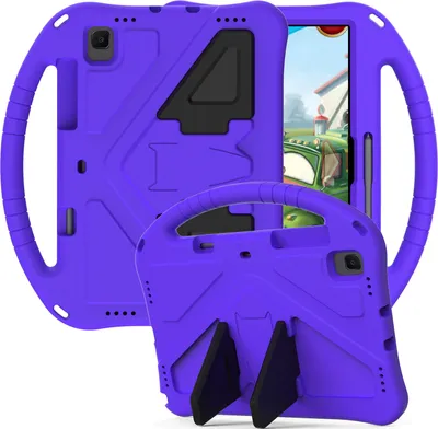 Produktbild von Kinder Hülle für Samsung Galaxy Tab A7 10.4” 2020 SM-T500 T505, Eva Leichte Stoßfeste Faltbarem Ständer, Kids Griff Schutzhülle Lila