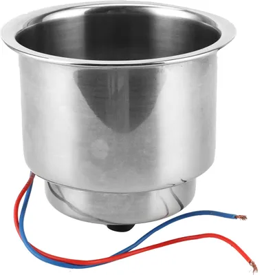 Imagen del producto de Soporte para portavasos de acero inoxidable con luz LED verde, universal para barco/yate/camión/coche/apartamento/autocaravana