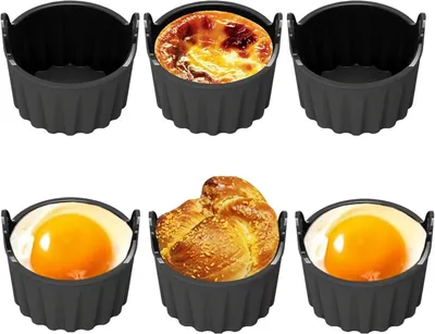 Produktbild von Eierformen für Heißluftfritteuse, 6 Stück Silikonformen, Muffinförmchen, wiederverwendbar, für Ofen und Mikrowelle